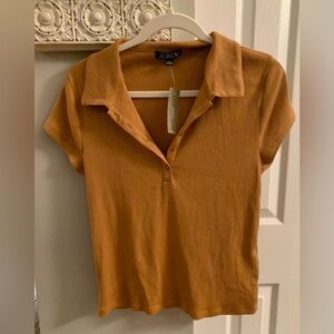 J. Crew Ribbed Polo in Burnt Carmel NWT SZ L